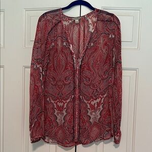 Lucky Brand Red Paisley Blouse Size Large